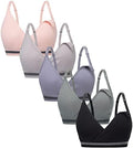 Suekaphin Nursing Bra 5Pack Deep V Neck - Seamless Wirefree Comfort
