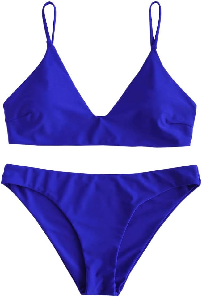 ZAFUL Women's Solid Spaghetti Strap Bralette Bikini Set Review