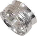 Spinner Ring Silver for Women - 925 Sterling Three Tone Fidget Band