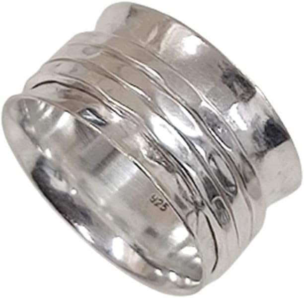 Spinner Ring Silver for Women - 925 Sterling Silver Fidget Band