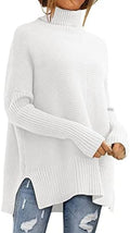 LILLUSORY Women's Oversized Turtleneck Ribbed Tunic Sweater