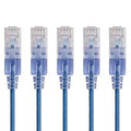 Cat6A Ethernet Patch Cable 25 ft Blue 5-Pack - SlimRun 10G