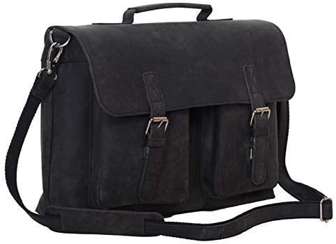 KomalC 16 Inch Leather Briefcase for Men and Women - Stylish Bag