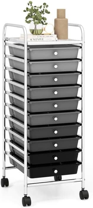 Craft Organizers and Storage Cart with 10 Drawers for Home