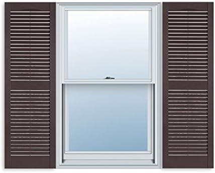 Exterior Solutions Standard Louver Vinyl Shutter Pair, Sienna Brown