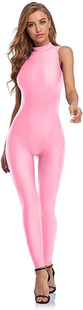 Speerise Women Sleeveless Turtleneck One Piece Romper for Yoga