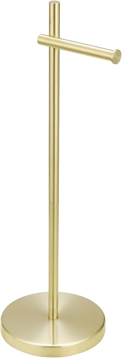 BWE Free Standing Toilet Paper Holder with Gold Finish Design