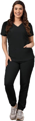 Green Town Women's Scrub Set with Jogger Pant and V-Neck - Comfortable