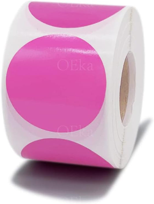 Pink 1.5 Round Shipping Labels - 500Pcs/Roll (OEka)