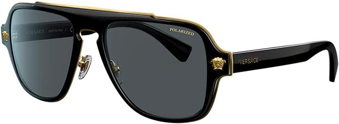 Versace Man Sunglasses with Black Frame and Dark Grey Lenses