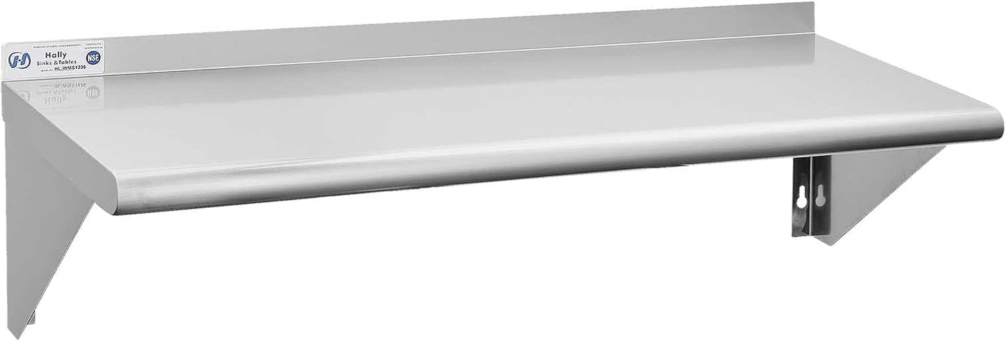 Hally Stainless Steel Shelf 12 x 36 Inches for Heavy-Duty Use