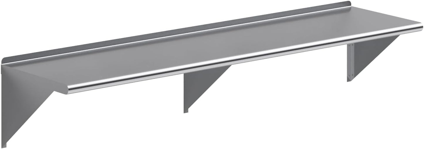 Stainless Steel Wall Shelf 72in Long for Kitchen & Garage Use
