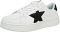 White Gold Leopard Star Sneakers for Women - Cushioned Low Top
