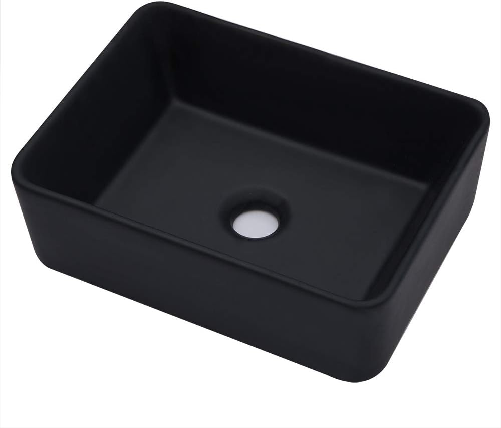 Kichae 16x12 Vessel Sink - Modern Above Matte Black Ceramic