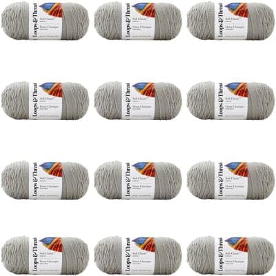 Soft Classic Solid Yarn 12 Pack for Knitting and Crocheting