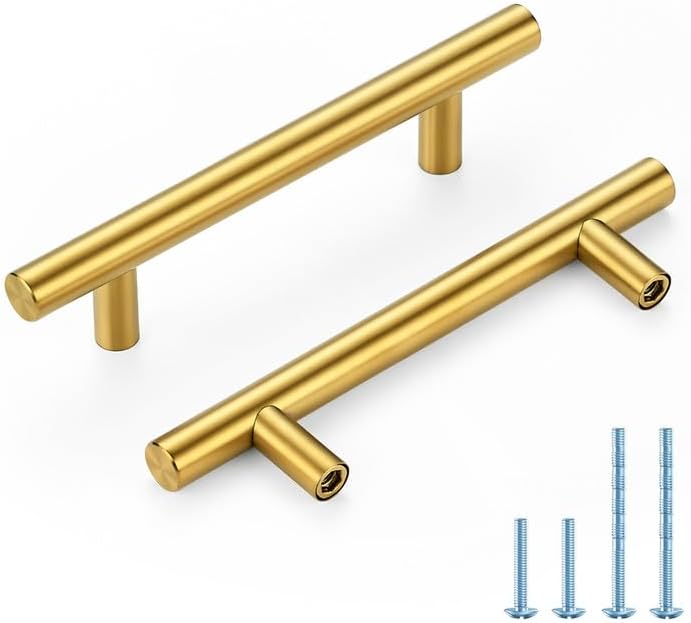 Brushed Brass Cabinet Handles for Modern Home Decor 30 Pack