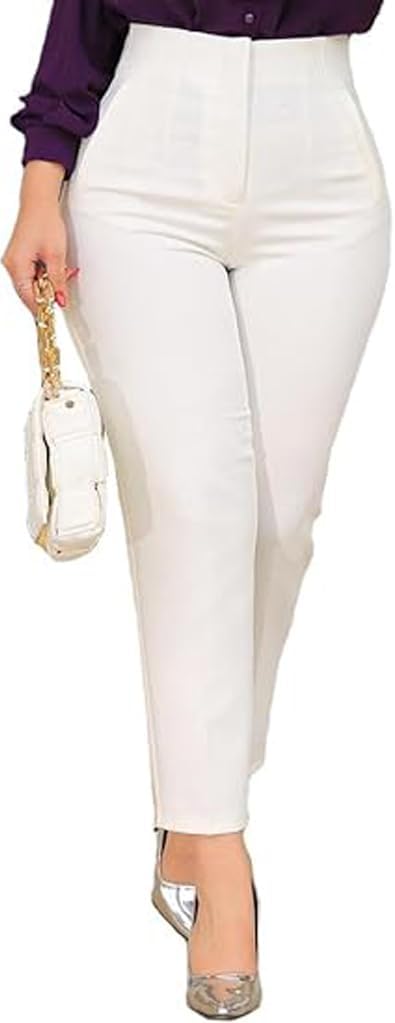 Womens Straight Leg Pants 2025 High Waisted Stretchy Trousers