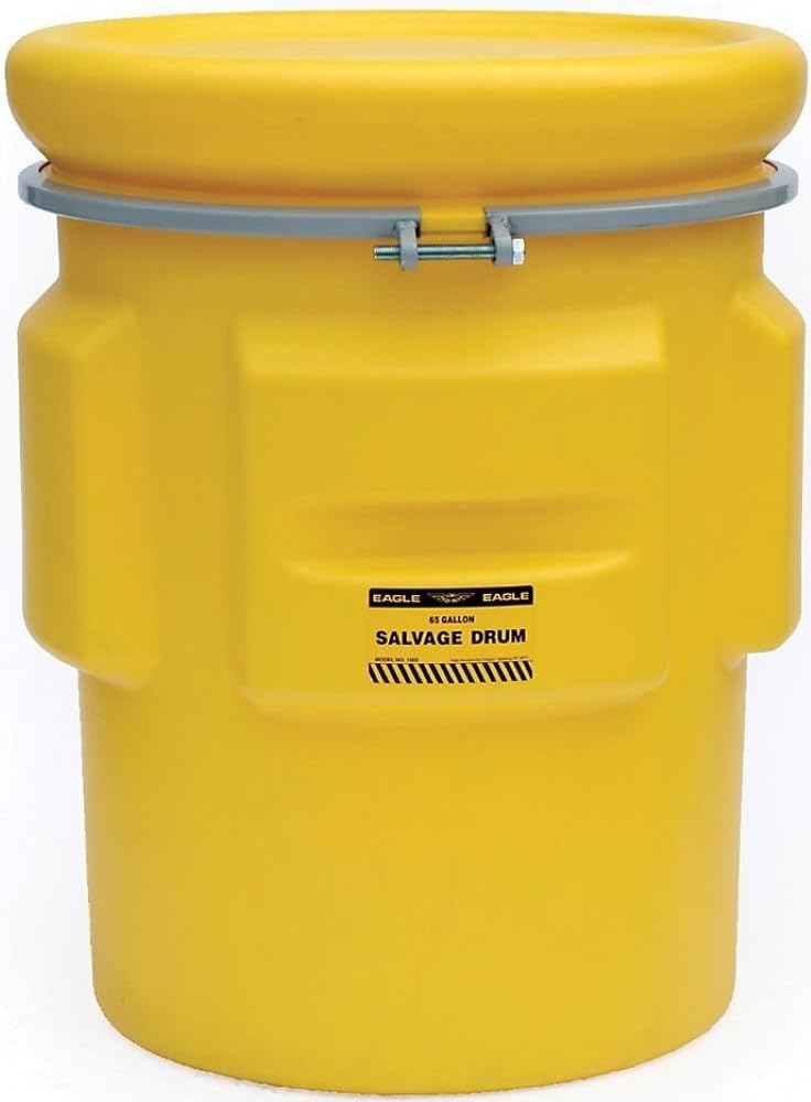 Eagle 65 Gallon Plastic Drum with Lid for Safe Storage