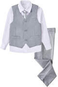 Light Gray Boys 4-Piece Slim Fit Suit Set - Formal Dresswear