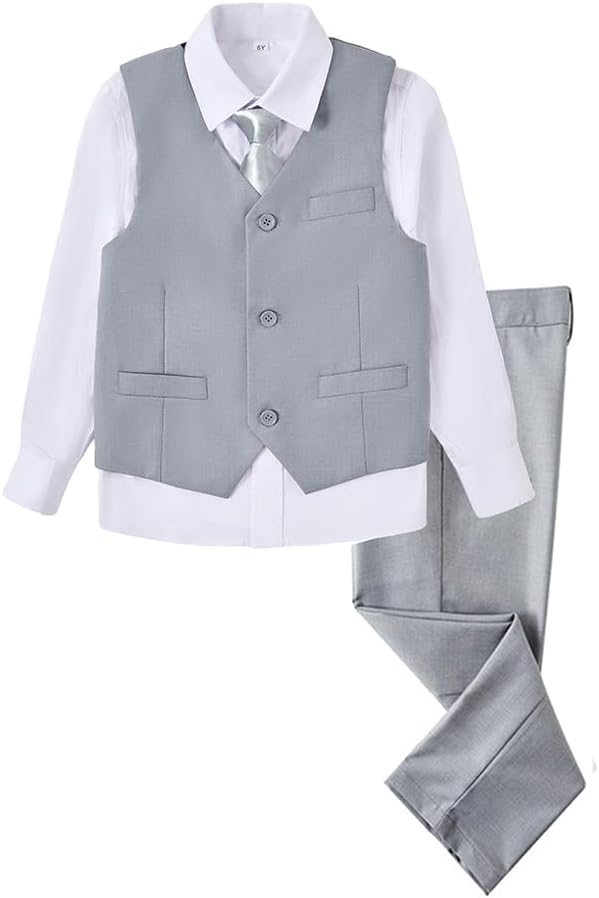 Boys 4 Pieces Suits Slim Fit Kids Outfits for Formal Dresswear