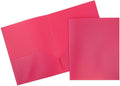 JAM PAPER Plastic 2 Pocket POP Folders - Fuchsia Hot Pink - Bulk 144