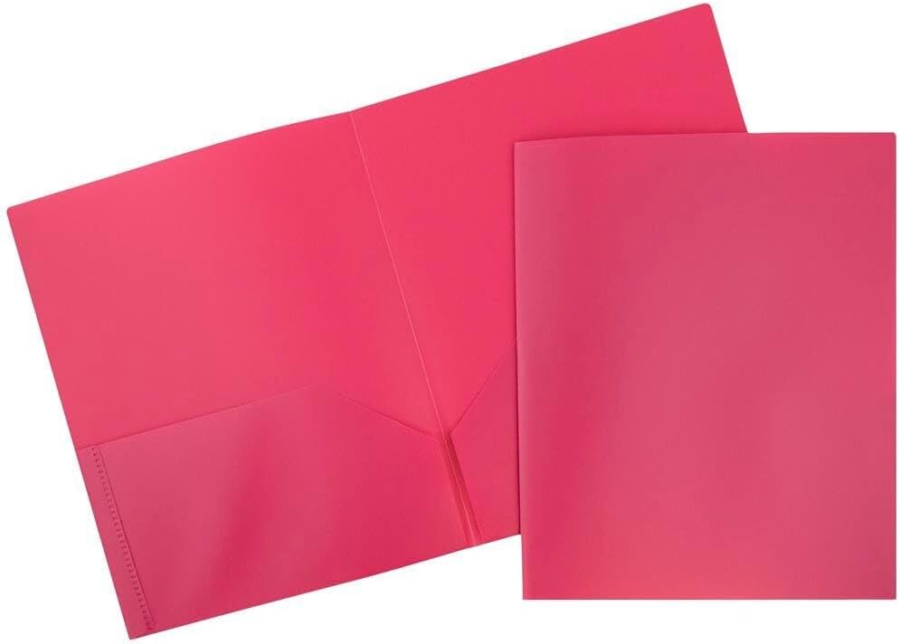 JAM Paper Durable Fuchsia Hot Pink 2 Pocket POP Folders