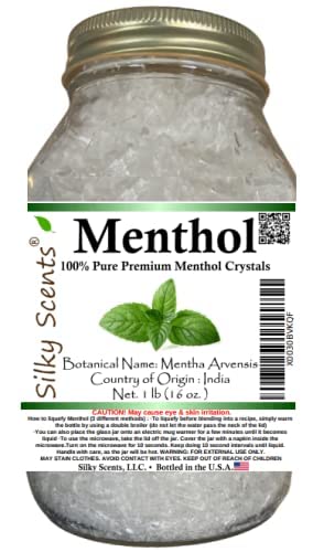 1 lb Premium Menthol Crystals in Glass Jar for Aromatherapy