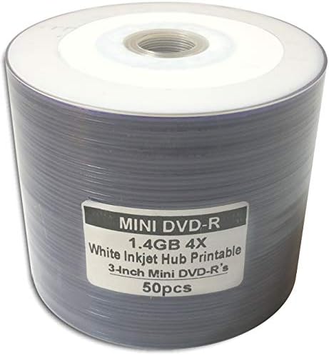 100-Pak 3-Inch White Inkjet Hub Mini DVD-R for Camcorders