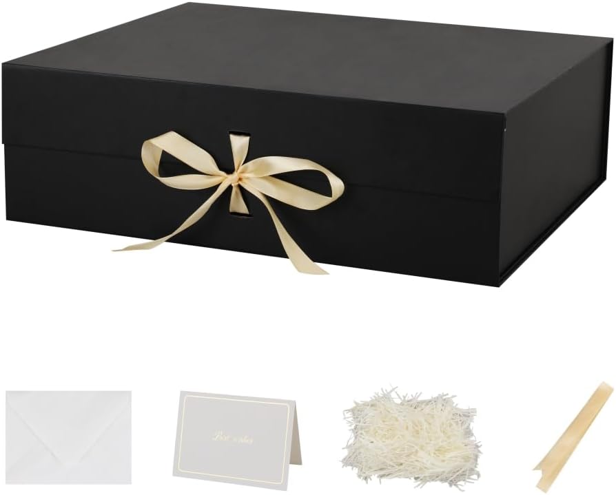 Skivra Large Black Gift Box - Extra Large Collapsible Design