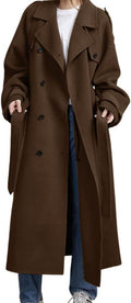 Women's Winter Double Breasted Wool Midi Coat - Warm, Classic Trench