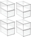 Plastic Stackable Bathroom Organizer Bin with Pull Out Drawer - 8 Pack