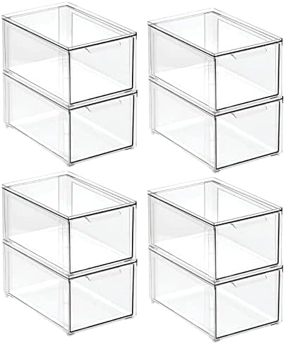 mDesign Plastic Stackable Bathroom Storage Organizer Bin Set