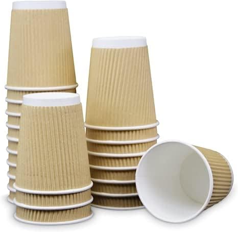 500 Pack 8 oz Ripple Paper Cups | USA-Made Insulated To-Go Cups