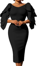 DAAWENXI Women's Ruffle Off The Shoulder Zipper Empire Midi Cocktail