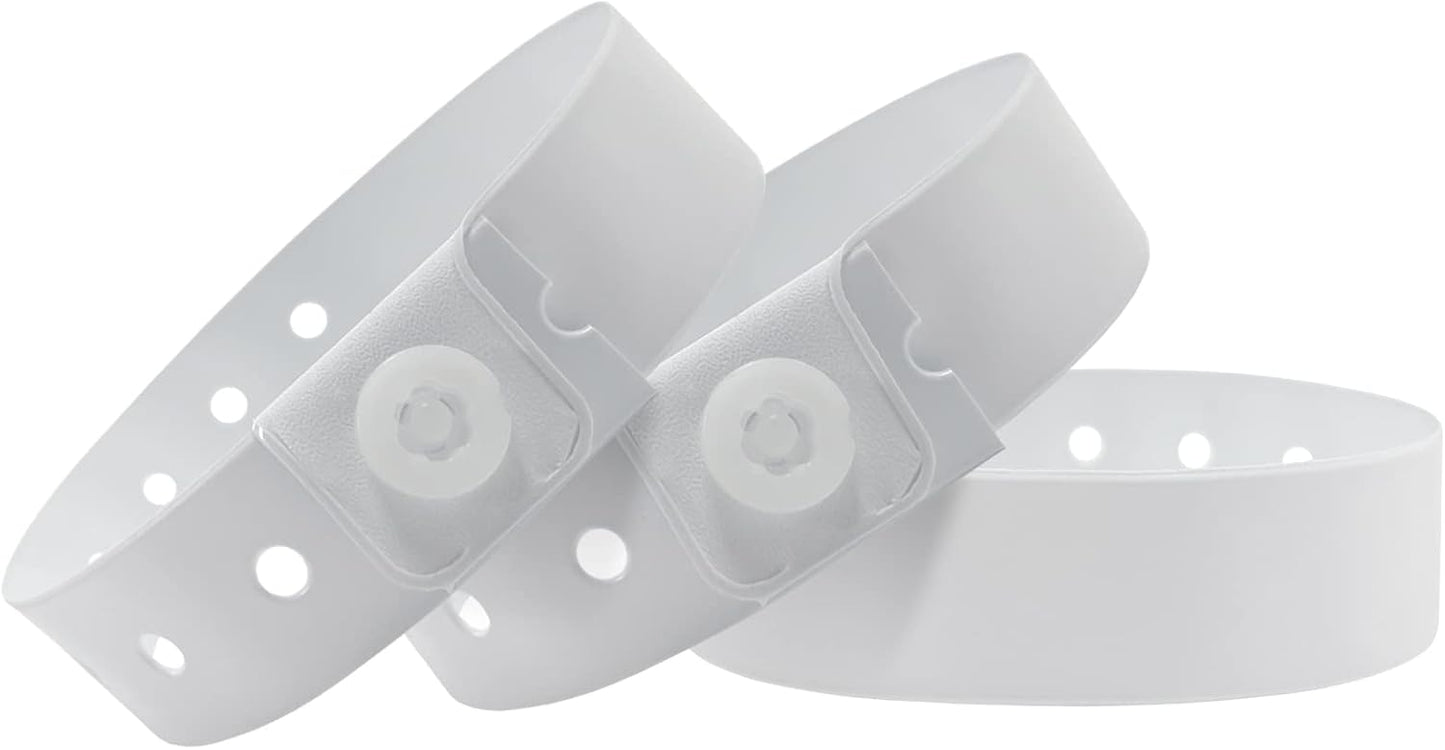 White Plastic Wristbands for Events - 500 Pack Waterproof Security