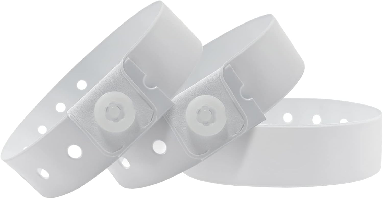 White Plastic Wristbands for Events - 500 Pack Waterproof Security