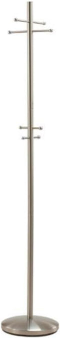 Coat Rack 67 in Brushed Steel - Minimalist 8-Hook Stand