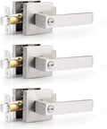 Probrico Heavy Duty Square Satin Nickel Privacy Door Levers - 3 Pack