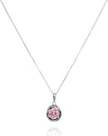 925 Sterling Silver Wire Wrap Necklace with Pink CZ - Vintage Charm