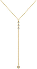 Metzakka Sterling Silver Lariat Necklace - Dainty Drop Y Chain