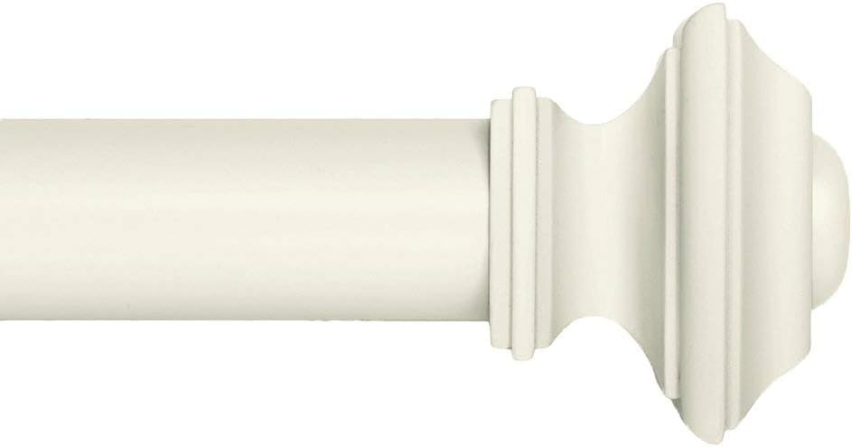 Ivilon Square Design Curtain Rod - Adjustable 120-240 Inch - Ivory/White