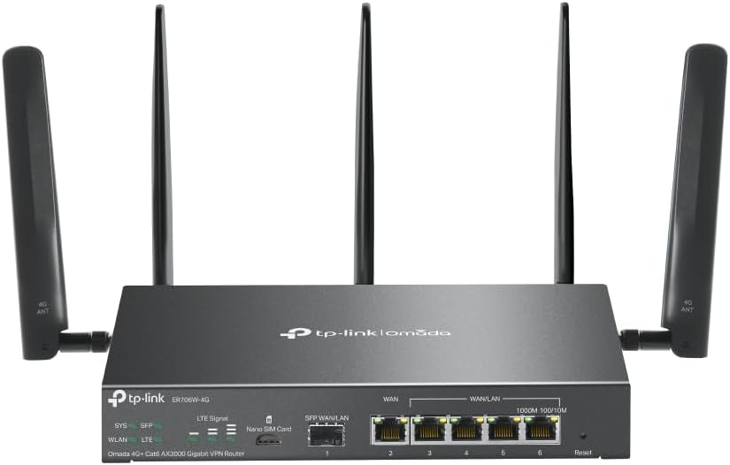 TP-Link ER706W-4G Omada 4G+ Cat6 AX3000 Gigabit Router