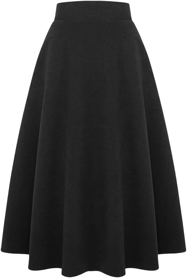 Long Plaid Wool Skirt for Womens Winter Fall Warm High Waist