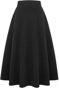 Long Plaid Wool Skirt for Women - High Waist A-Line Ankle Length