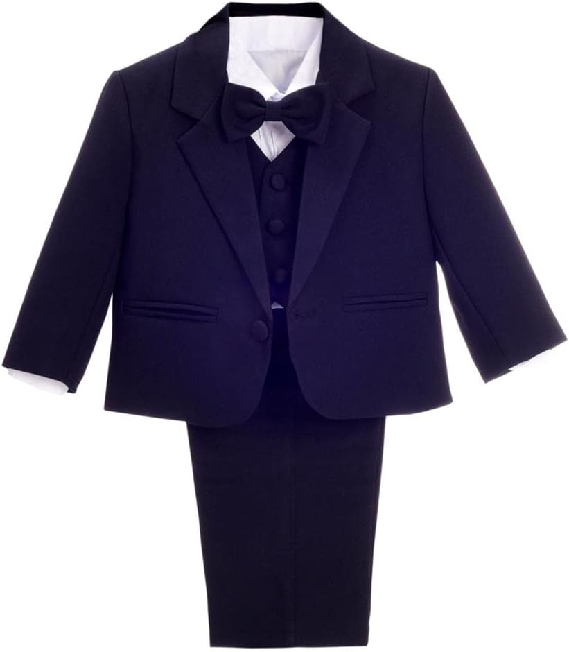Dressy Daisy Baby Toddler Boy 5 Pcs Tuxedo Suit Set for Events