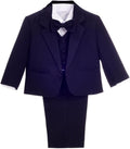 Baby Toddler Boy 5-Piece Tuxedo Suit Set - Formal Ring Bearer Outfit