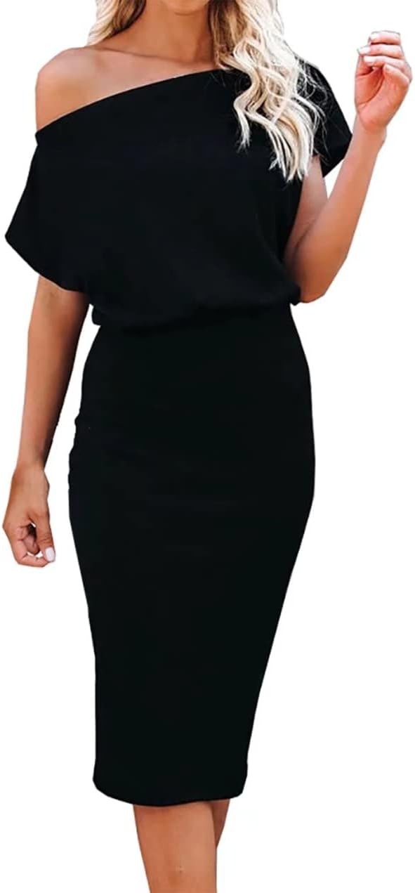 Ezbelle Women's Off Shoulder Midi Dress for Casual Parties