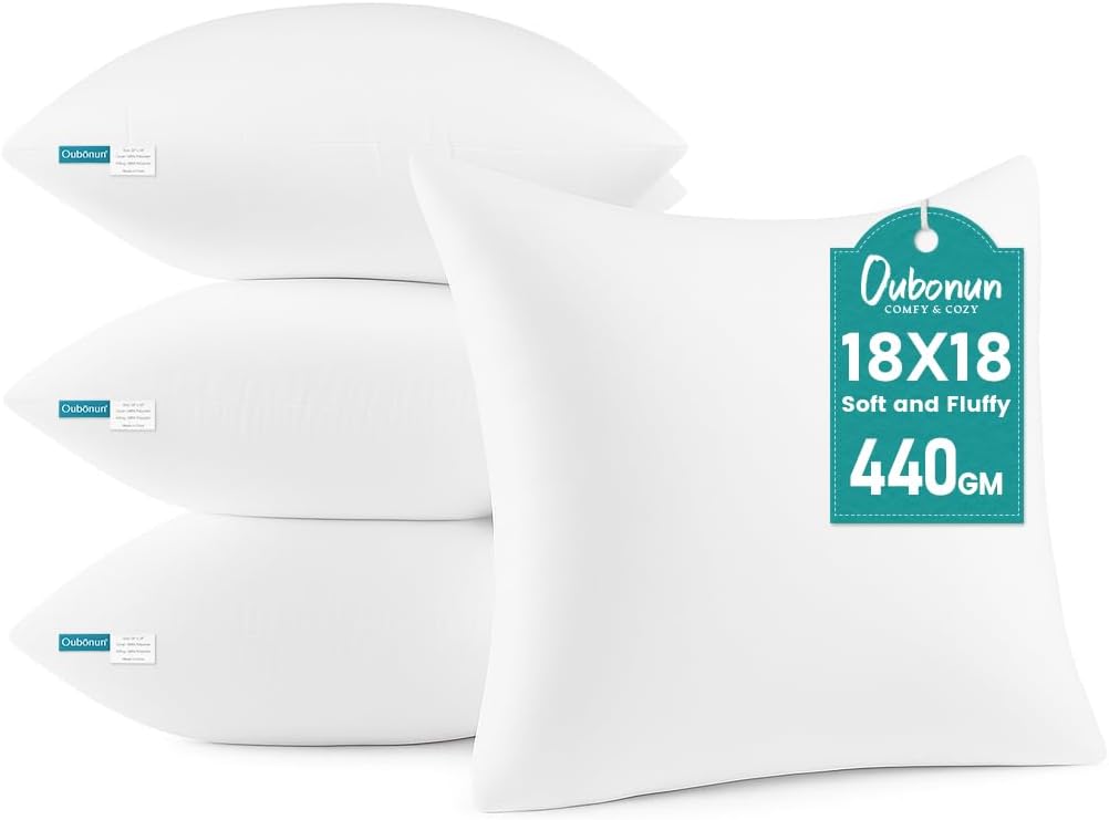 18 x 18 Throw Pillow Inserts - Soft, Plush & Decorative Cushions