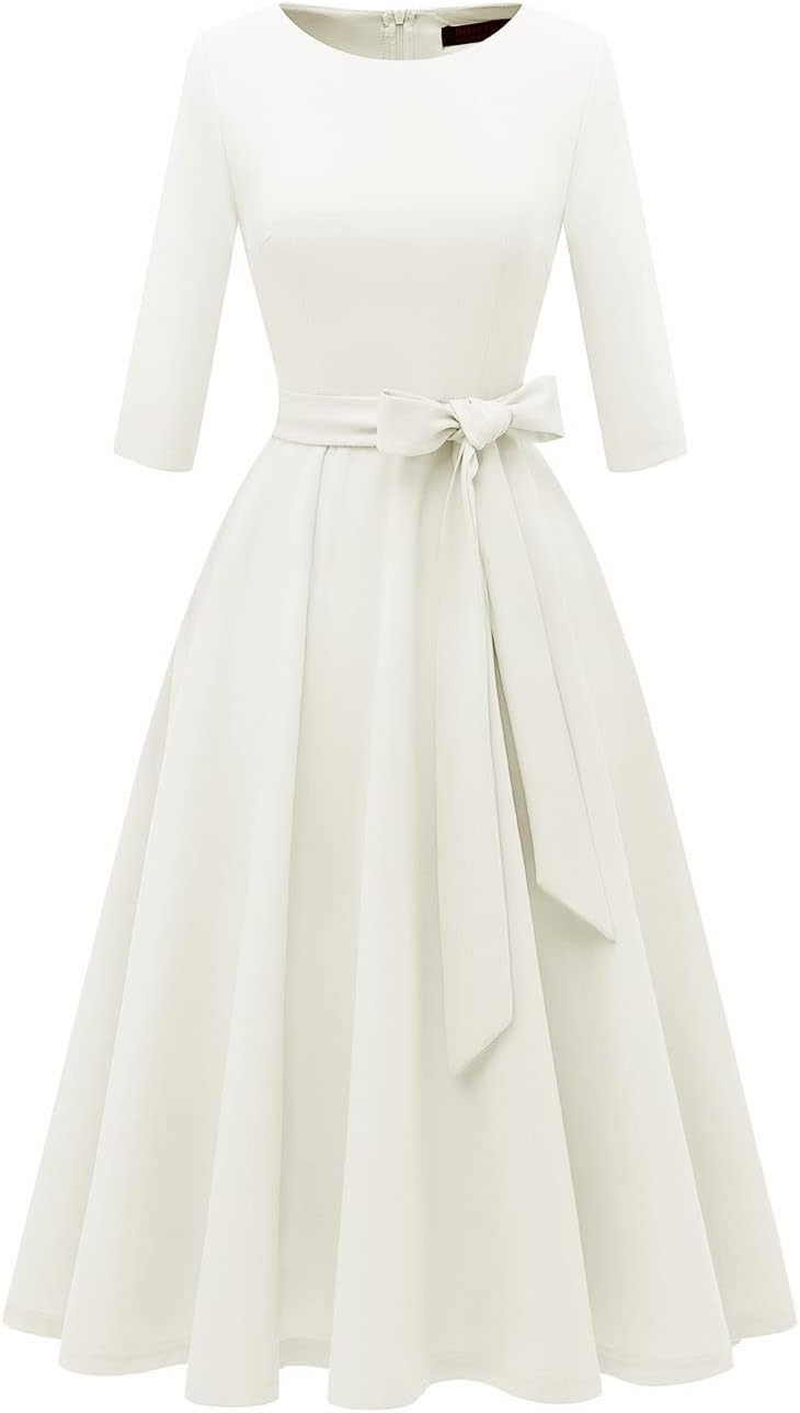 DRESSTELLS Vintage Wedding Guest Dress with 3/4 Sleeves