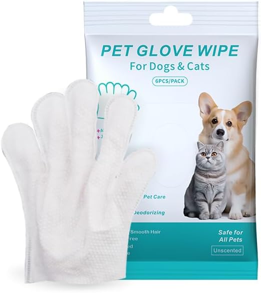6PCS Pet Cleaning Gloves: Gentle Grooming & Travel Wipes! 